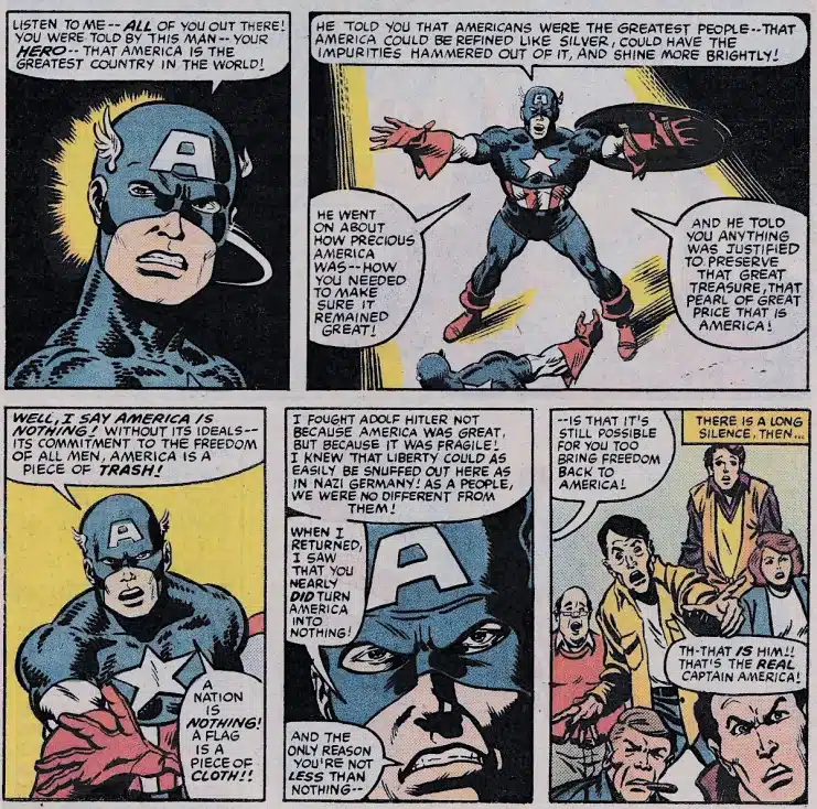 Capitán América, discurso heroico, ideales americanos, realidad alternativa, victoria moral