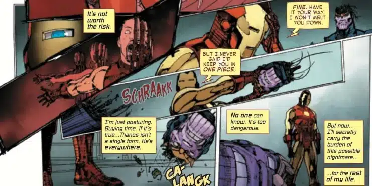 Capitana Marvel #26, Iron Man #55, Marvel Comics, Thanos, Universo Marvel.