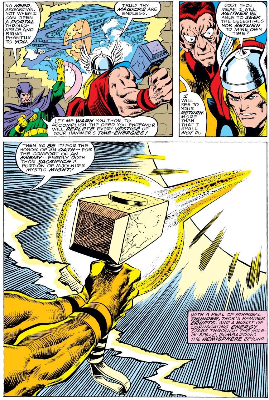 Thor usa su martillo para salvar un planeta