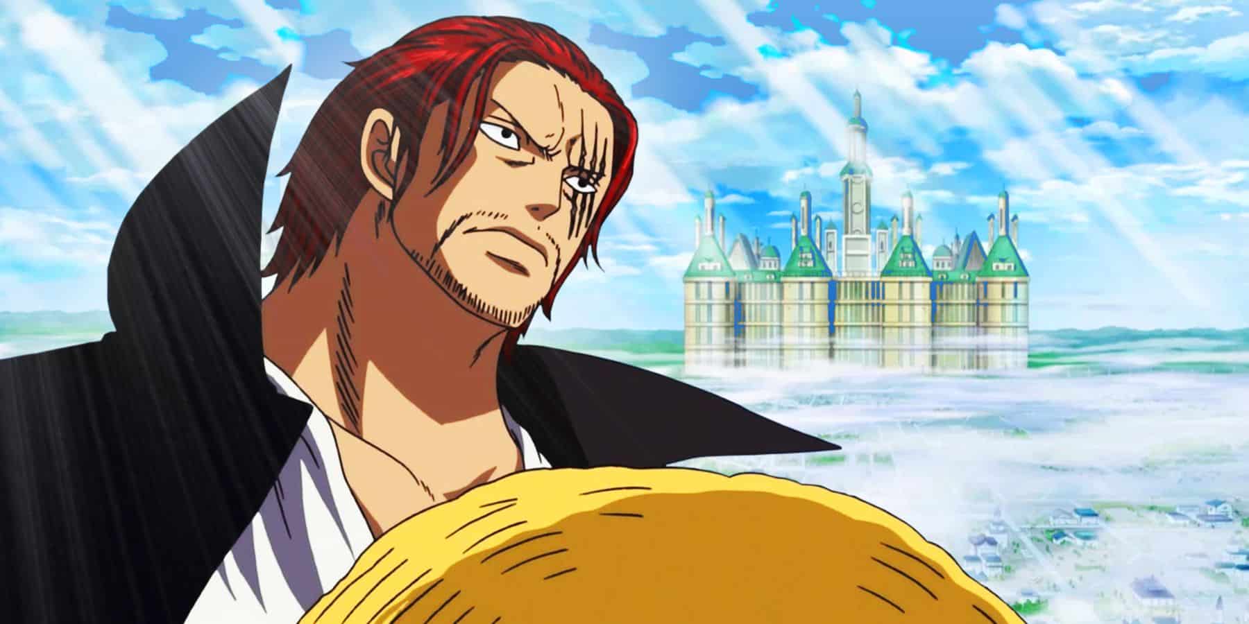 Shanks frente a la Tierra Santa de Marie Géoise del anime One Piece