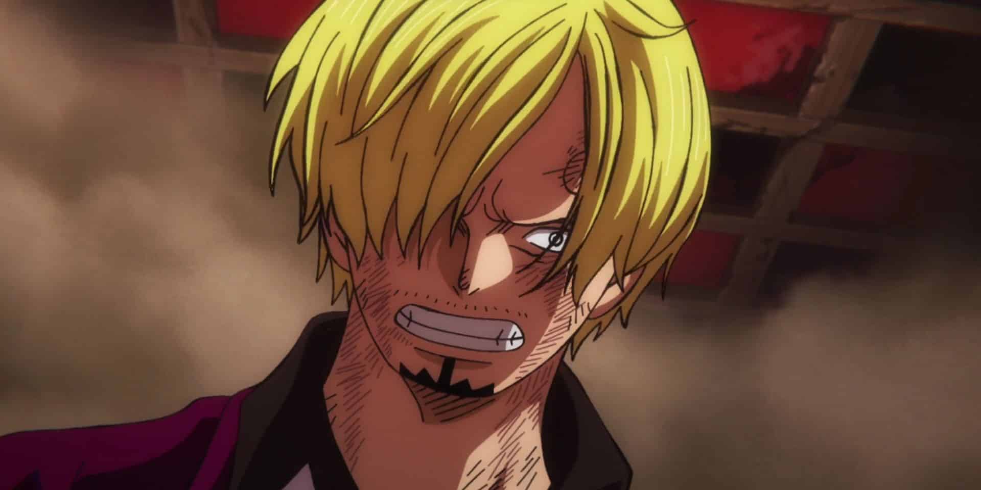 Sanji de One Piece con una expresión enojada y feroz.