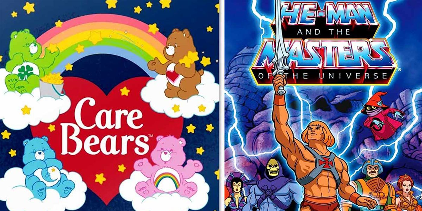 imagen dividida de Care Bears y He-Man y los Maestros del Universo