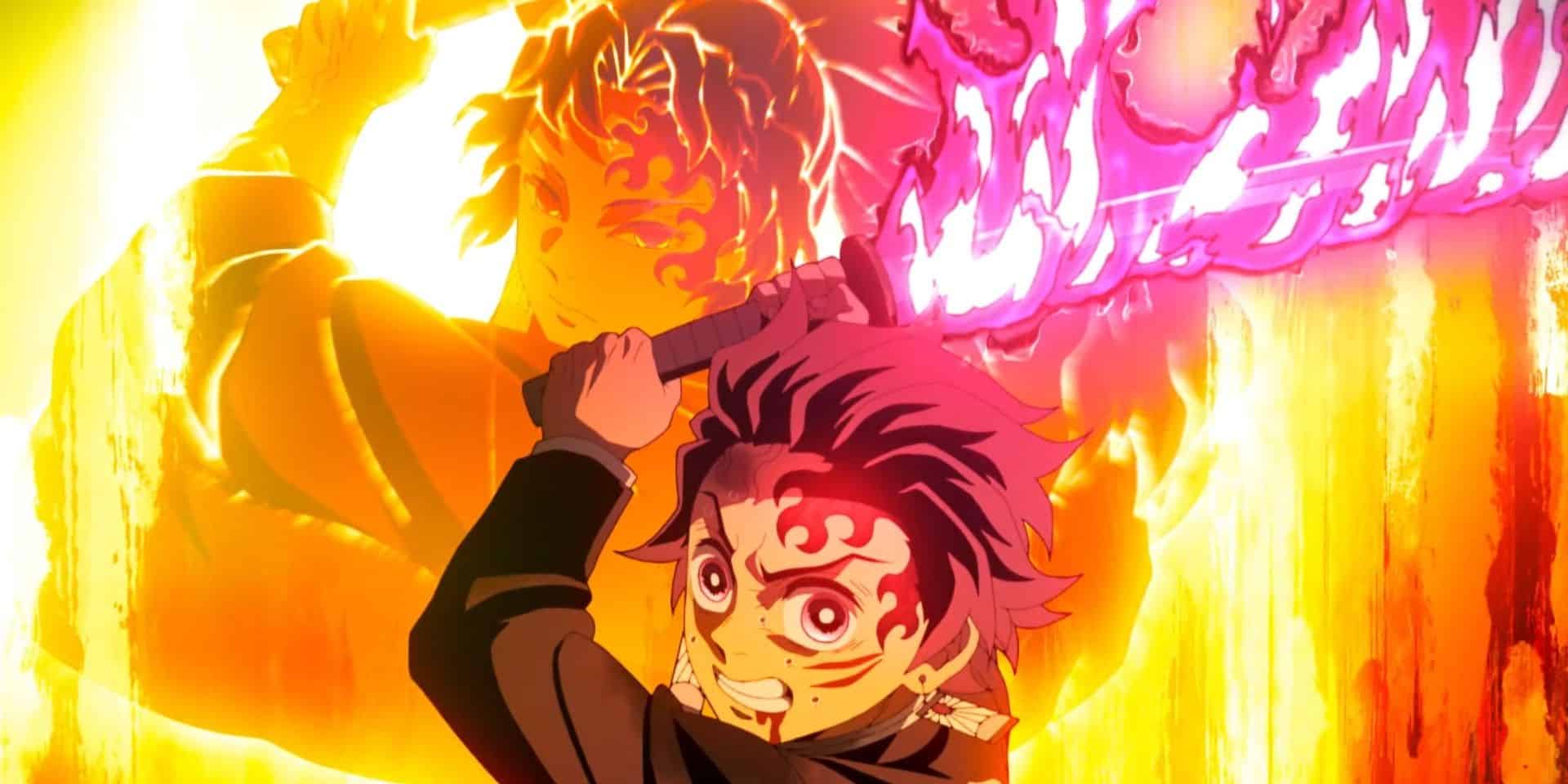 Tanjiro ataca con su espada Demon Blood Art en Demon Slayer Temporada 3 Episodio 5