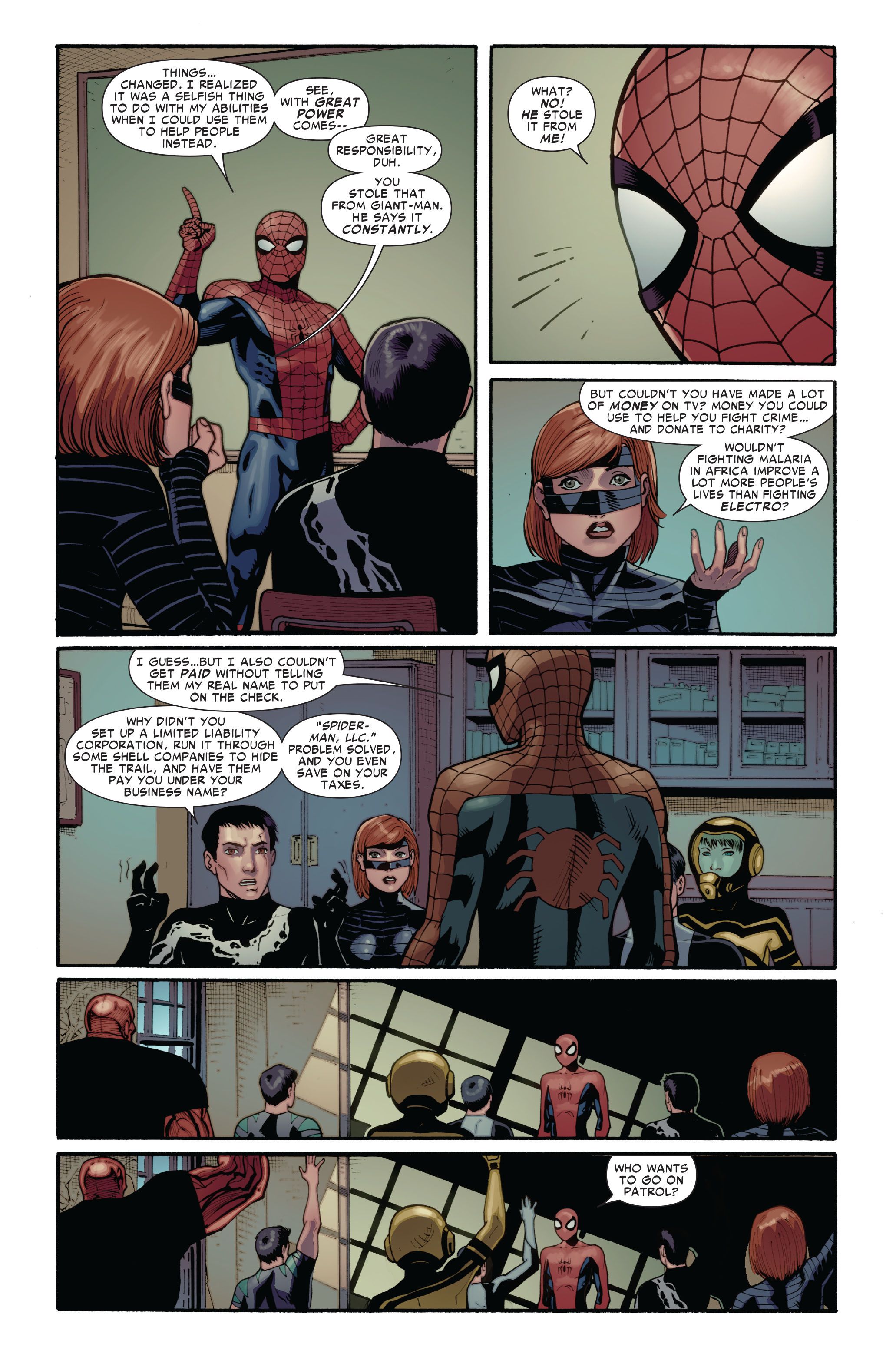 Spider-Man intenta enseñar a los niños de la Academia de los Vengadores