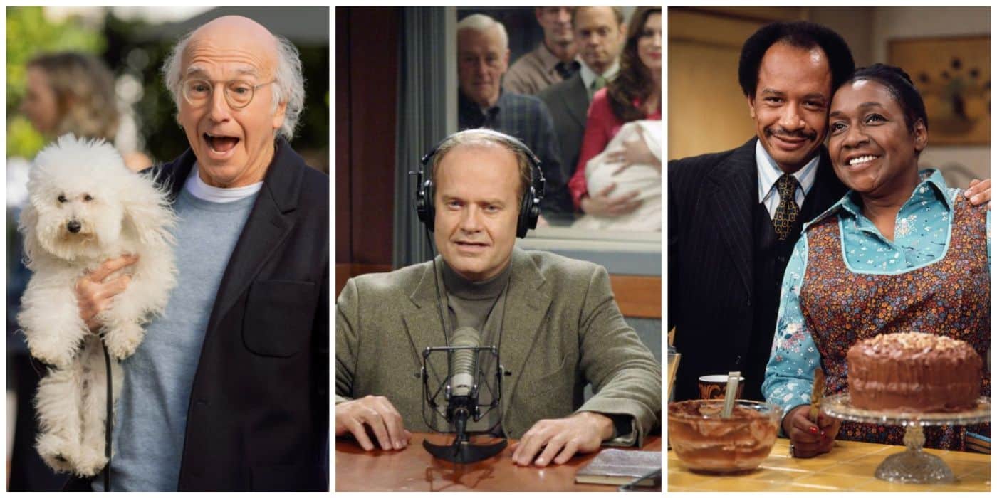 Una imagen compartida de Larry de Curb Your Enthusiasm, Frasier Crane de Frasier y George Jefferson de The Jeffersons