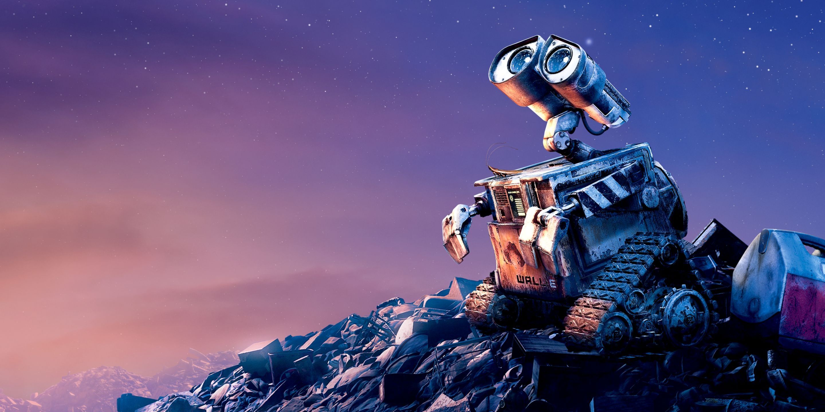WALL-E mirando al cielo.