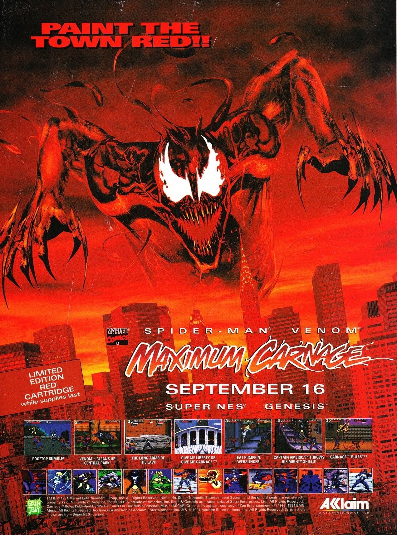 El cartel del videojuego Maximum Carnage