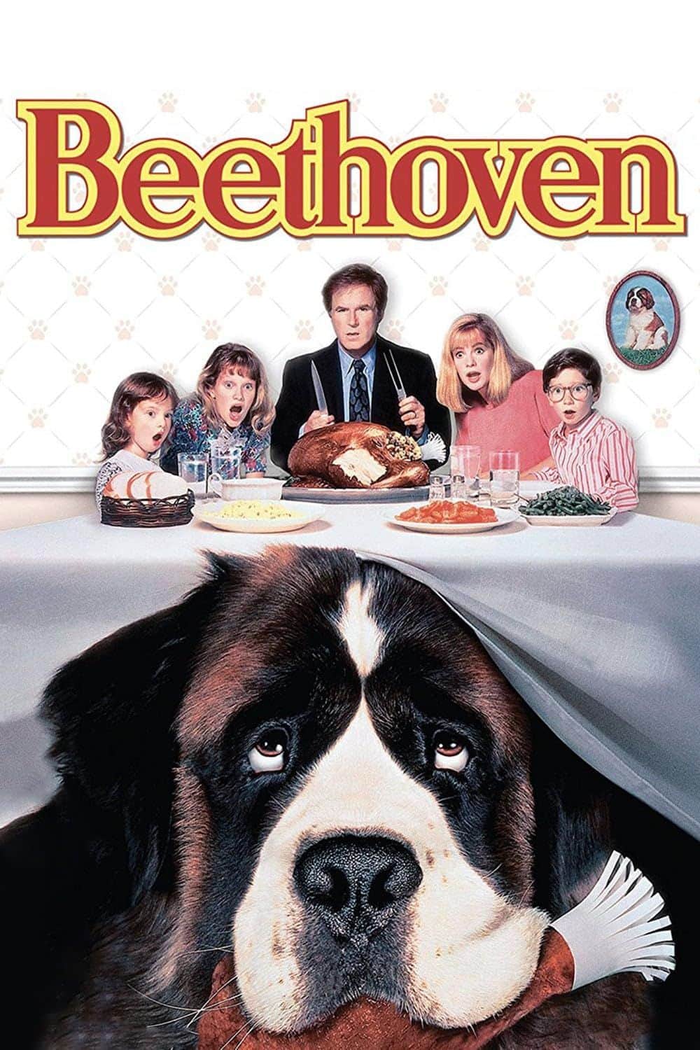 Póster de la película Beethoven con Beethoven el perro y los Newton.