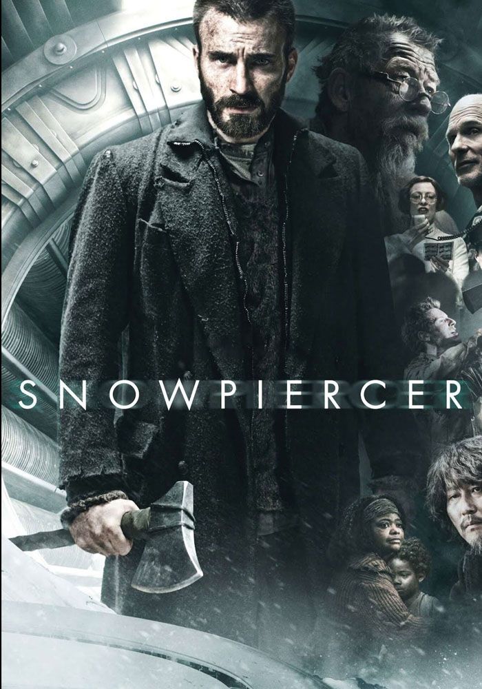 Póster de la película Snowpiercer con un collage de sus personajes principales.