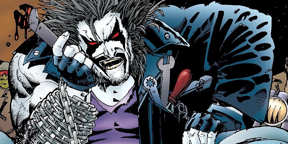Lobo se toma un descanso mientras arregla su bicicleta en DC Comics.