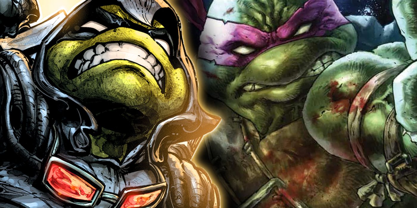Dos Tortugas Ninja vendadas y ensangrentadas listas para luchar
