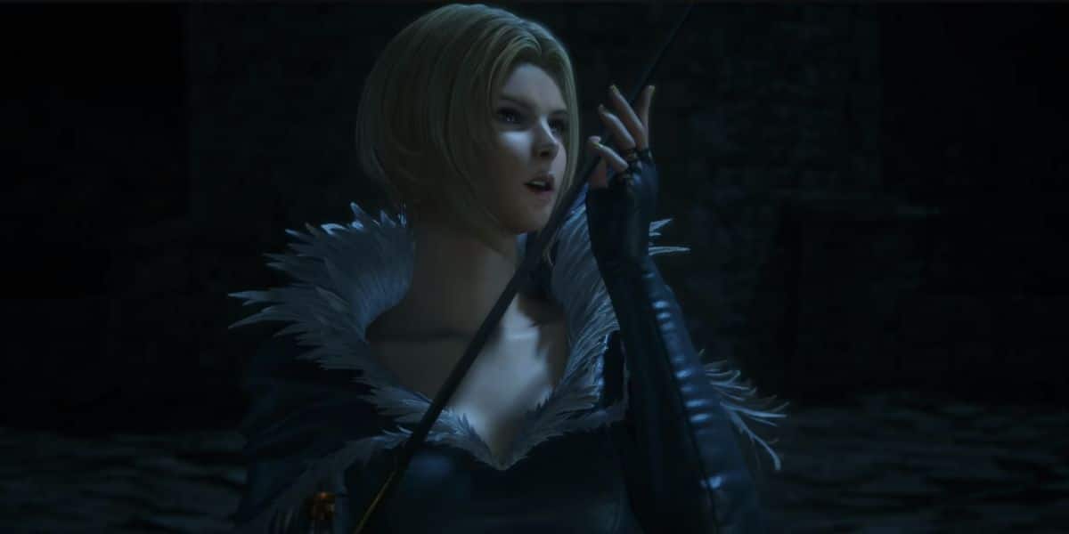 Benedikta Harman sosteniendo su espada en Final Fantasy XVI.