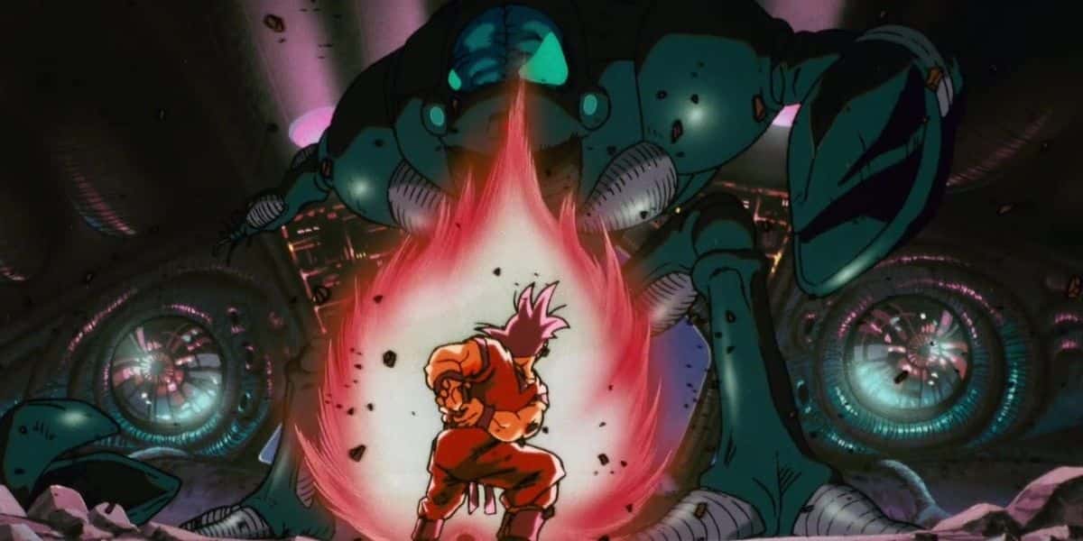 Kaio-Ken Goku lucha contra el Dr. Wheelo en Dragon Ball Z: World's Strongest.