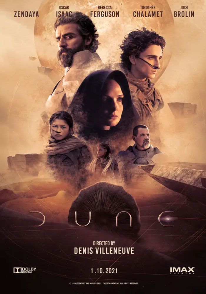 Cartel de la película Dune 2021 con Josh Brolin, Oscar Isaac, Timothy Chalanet