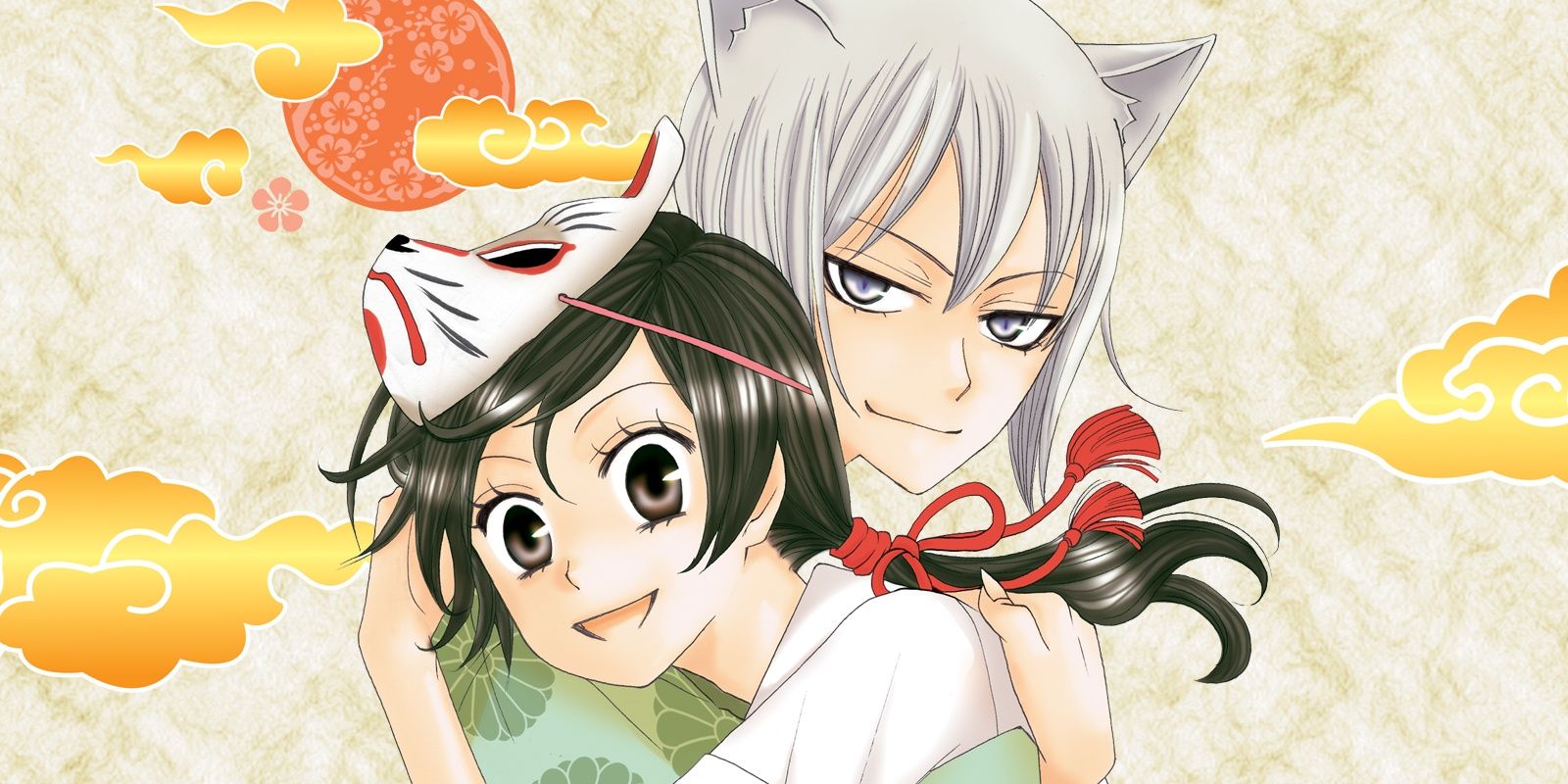 Nanami y Tomoe sonríen y se besan en el manga Kamisama Kiss