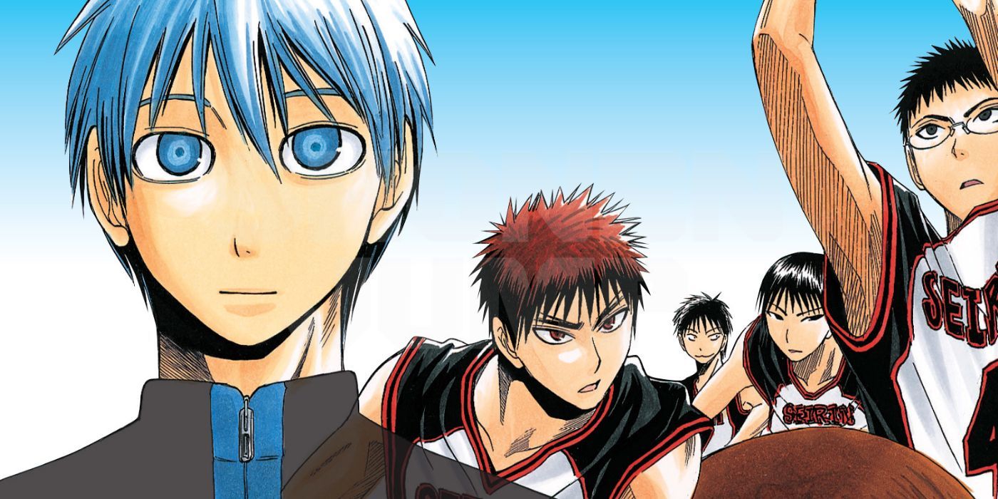 El equipo de baloncesto Seirin posa en el manga Kuroko's Basketball.