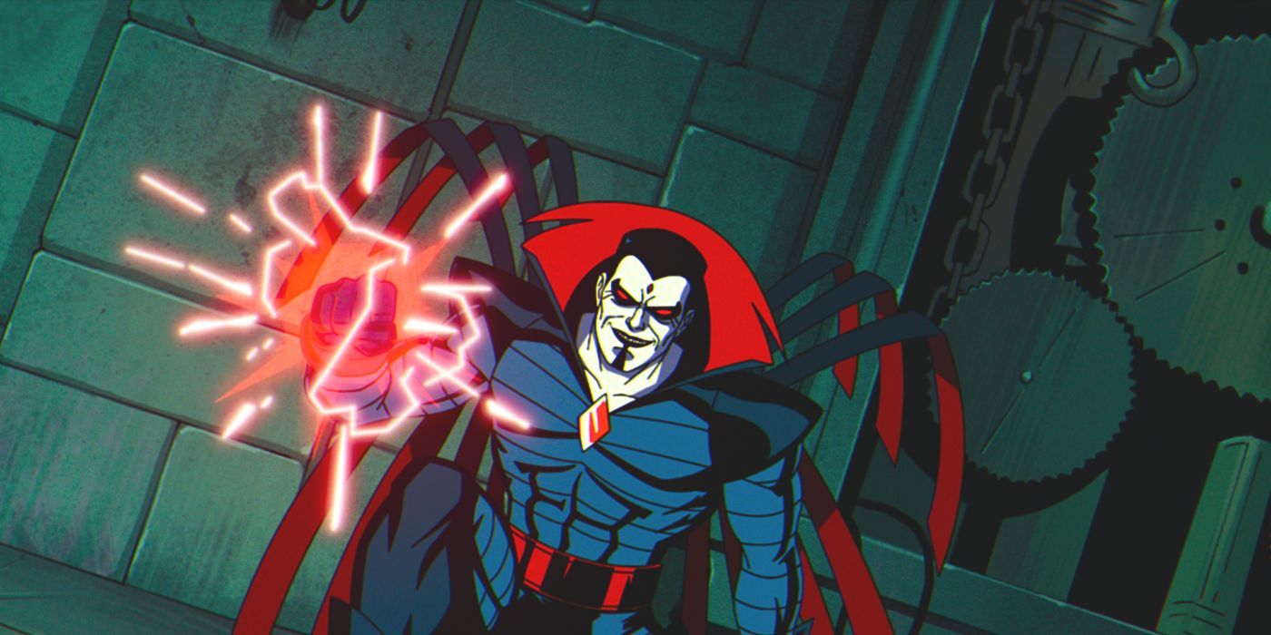 Mr. Sinister sonríe amenazadoramente mientras la energía brota de su mano derecha en X-Men '97