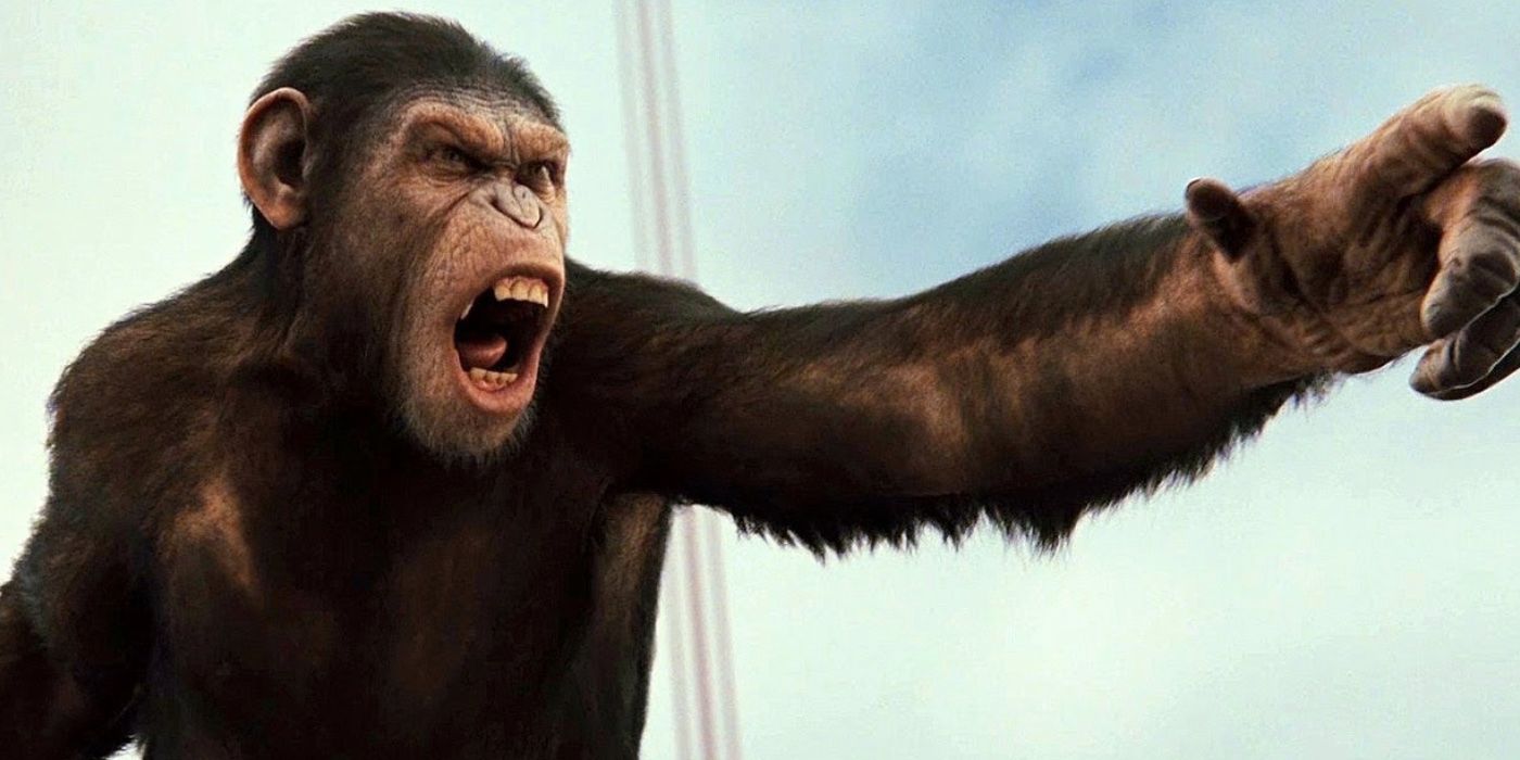 César grita en El planeta de los simios