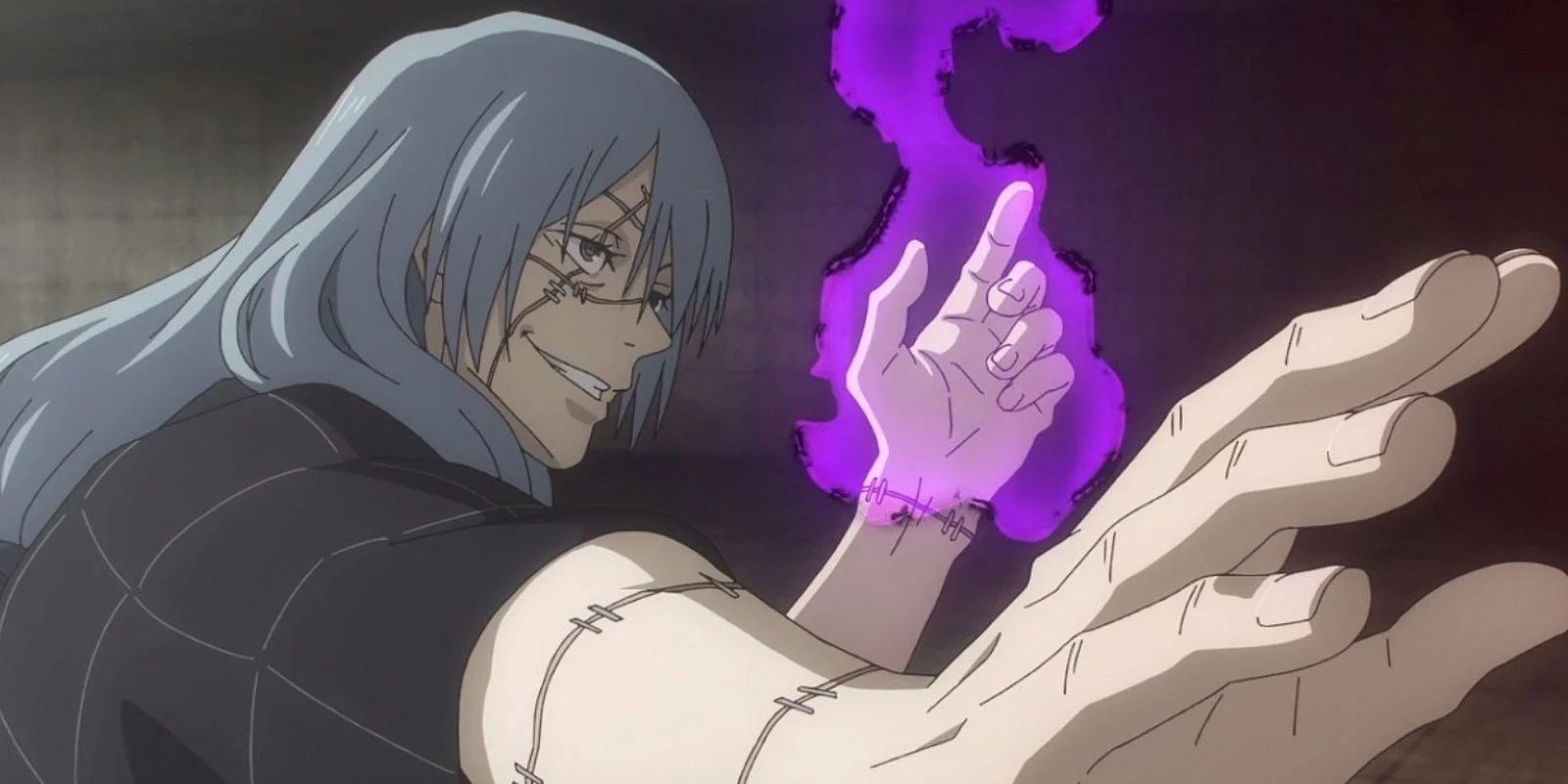 Mahito usa energía maldita púrpura en Jujutsu Kaisen