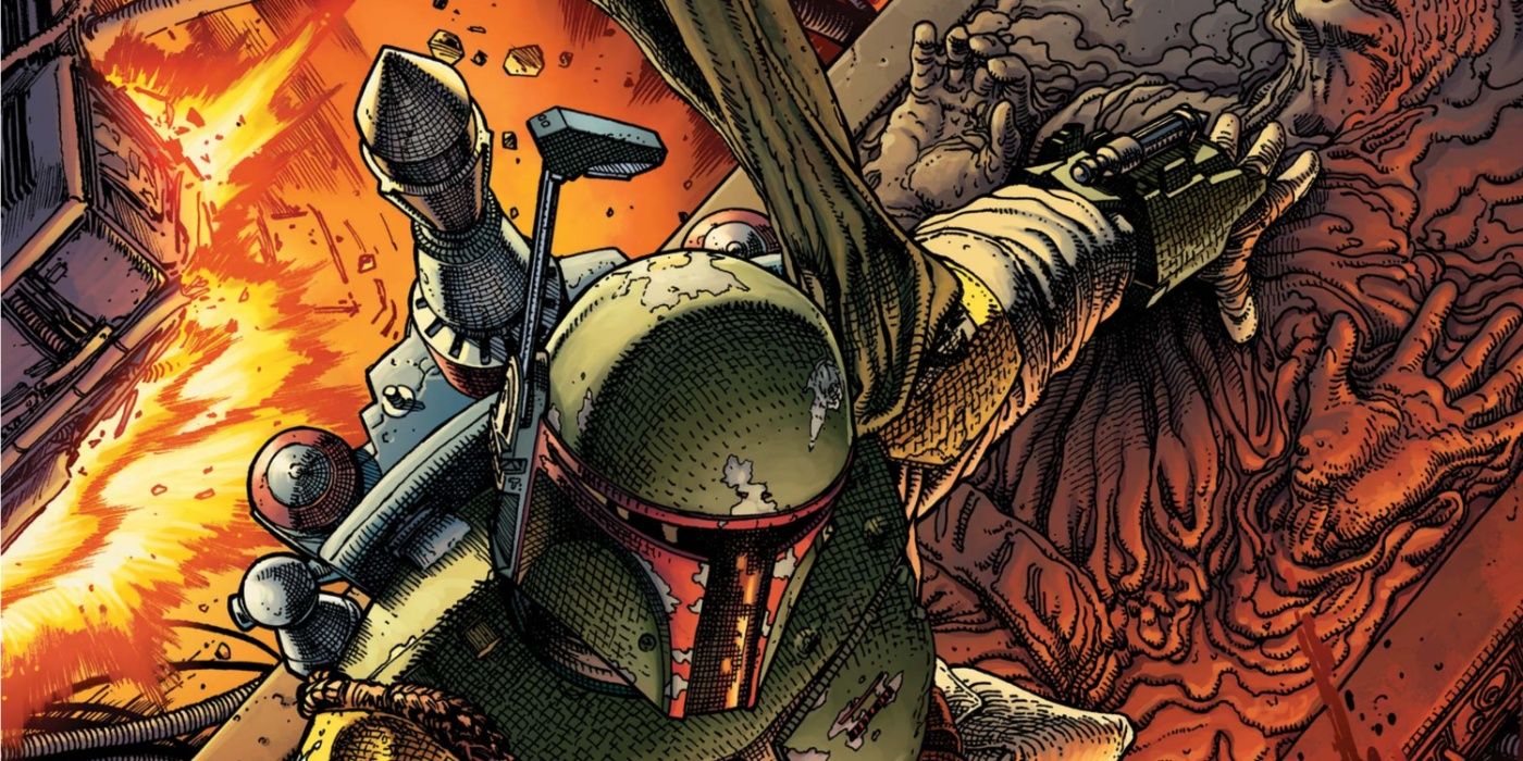 Boba Fett escapa de una explosión con Han Solo congelado en carbonita.