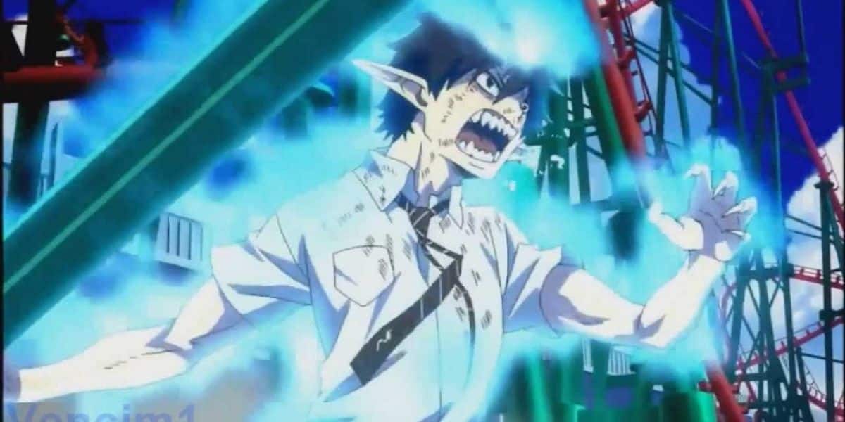 Rin Okumura corre cubierta de llamas azules en Blue Exorcist 