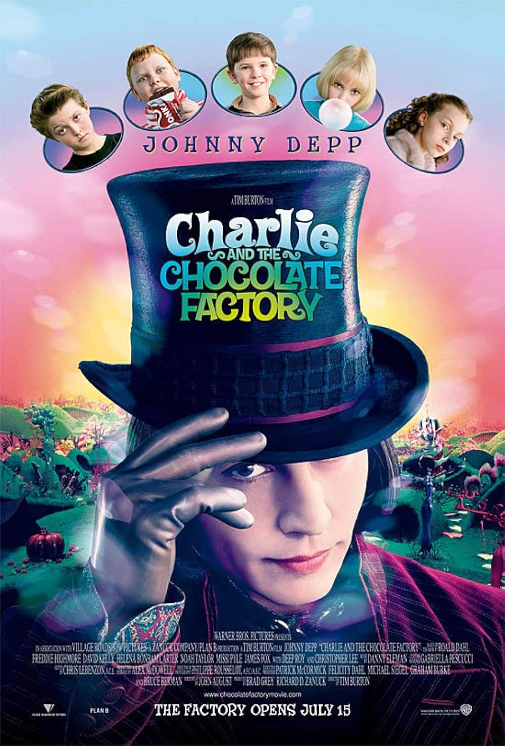 El elenco de Charlie y la fábrica de chocolate Póster
