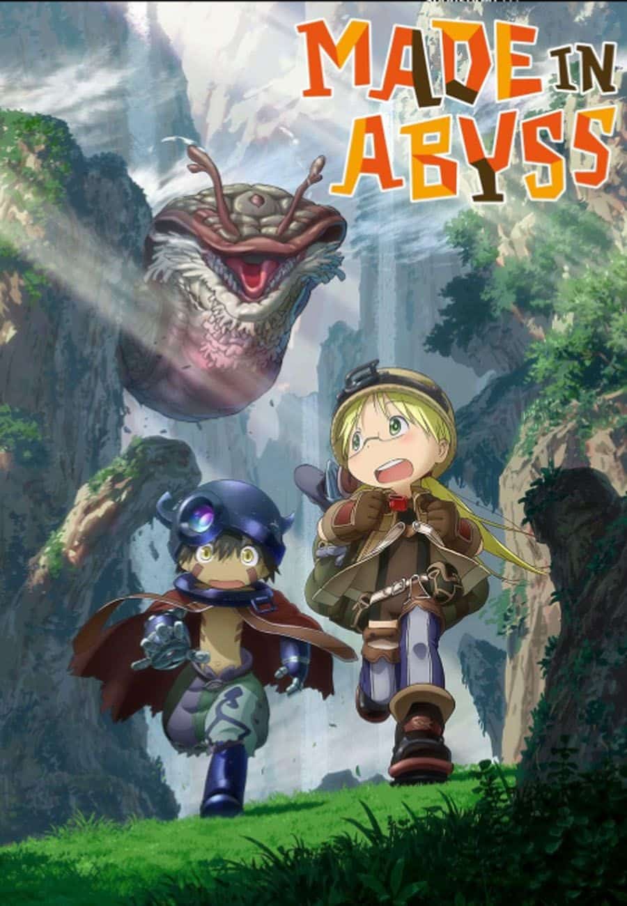 Portada del anime Made In Abyss con personajes huyendo de un monstruo