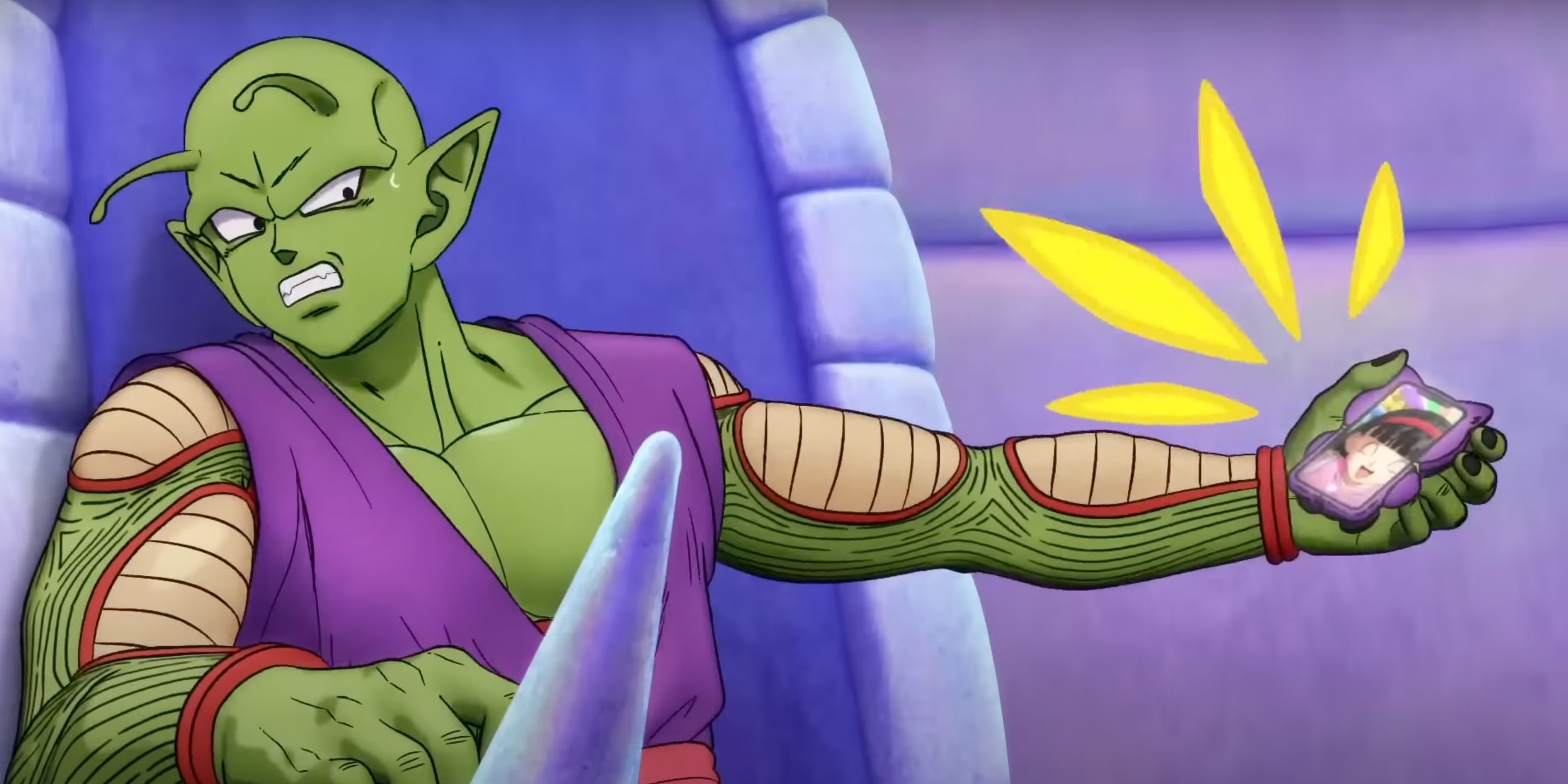 Piccolo se enoja después de una llamada telefónica en Dragon Ball Super: Super Hero.