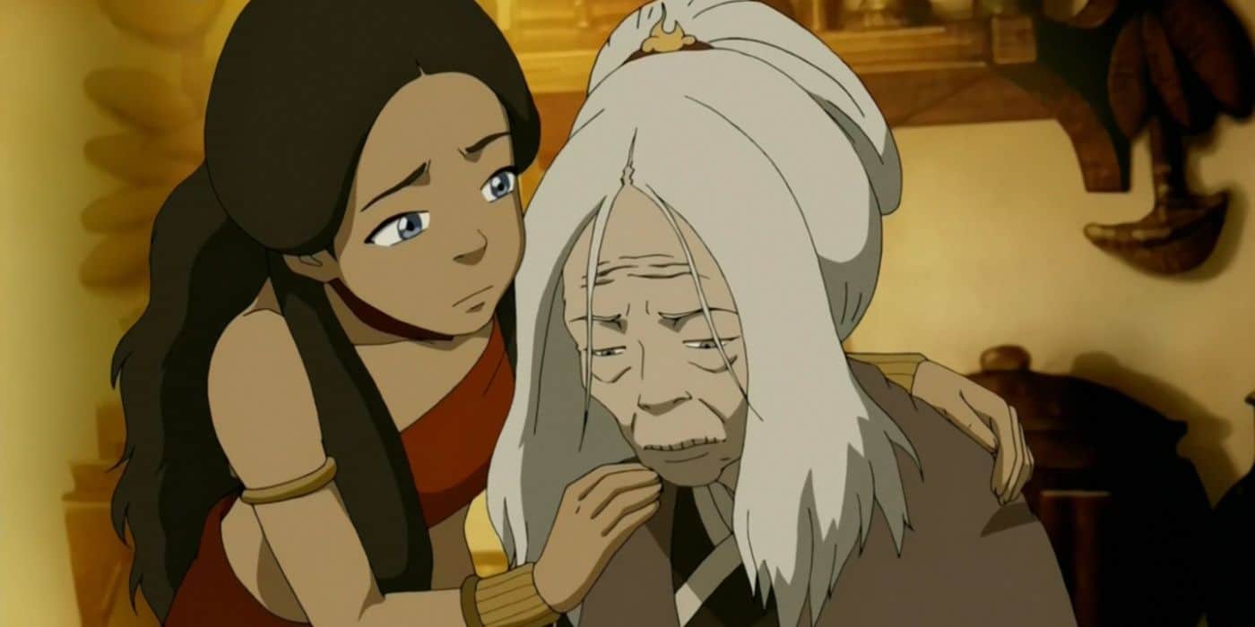 Katara sostiene a Hama en Avatar: The Last Airbender. 