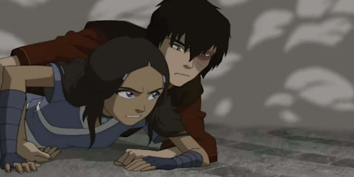 Zuko protege a Katara con su cuerpo de Avatar the Last Airbender.