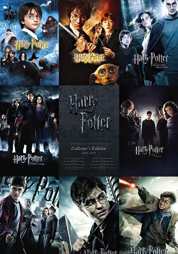 Edición de coleccionista de las 8 películas de Harry Potter con todas las ilustraciones de la película.