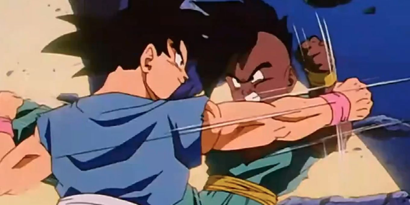Goku lucha contra Uub en Dragon Ball GT "Un gran problema."