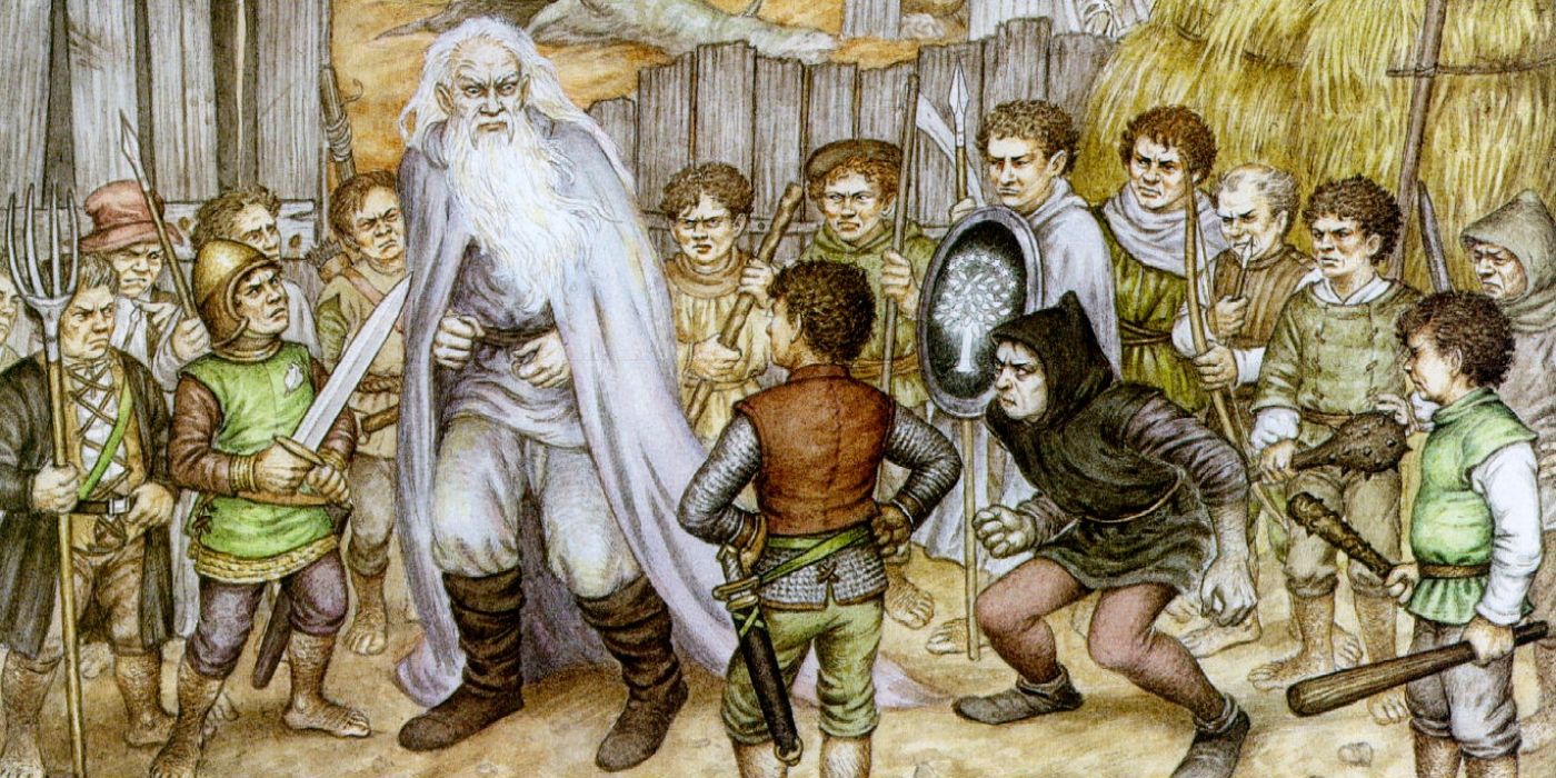 Representación artística de la limpieza de la Comarca en El Señor de los Anillos de JRR Tolkien.