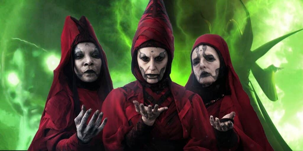 Las Grandes Hermanas Nocturnas del Planeta Peridea de Star Wars Ahsoka se encuentran ante la Magia Verde Resplandeciente de Las Guerras Clon y Rebeldes.