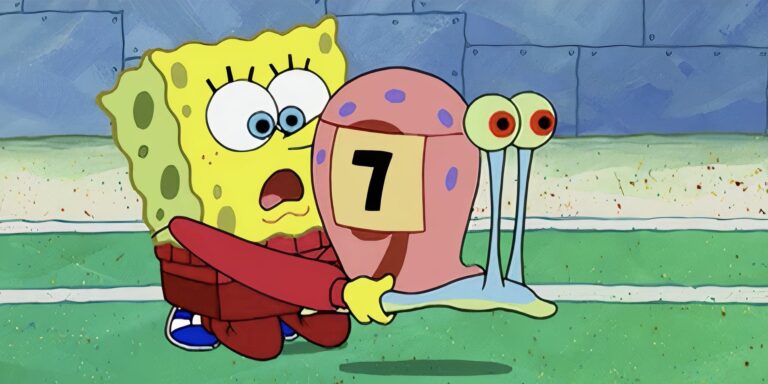 Bob Esponja prepara a Gary para la carrera de caracoles