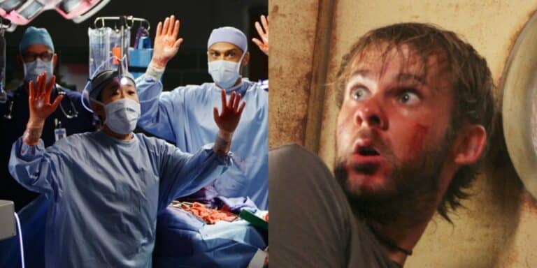 Split image showing scenes from the Grey's Anatomy season 6 finale and the Lost season 3 finale