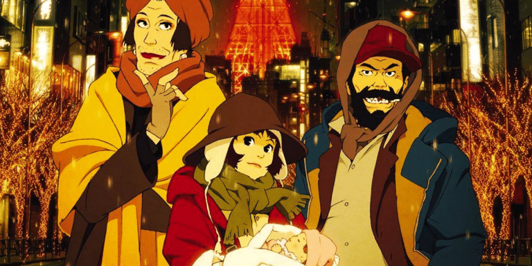 The homeless trio with a baby in Tokyo Godfathers.