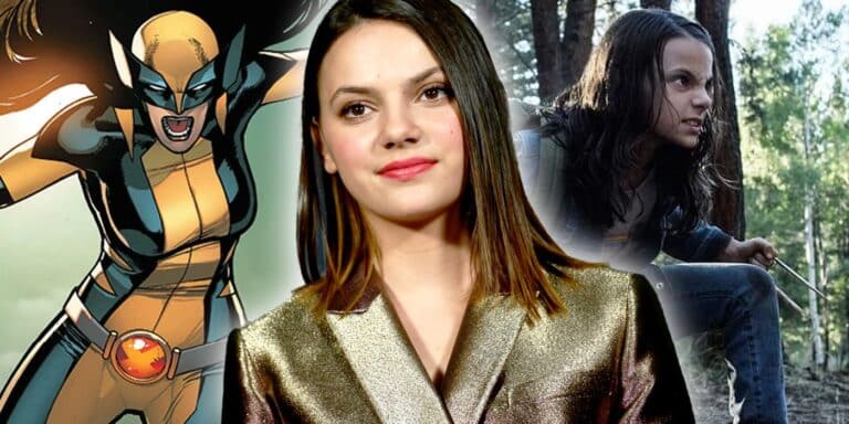 Dafne Keen as X23, next to an image of X23/Wolverine from the comics.