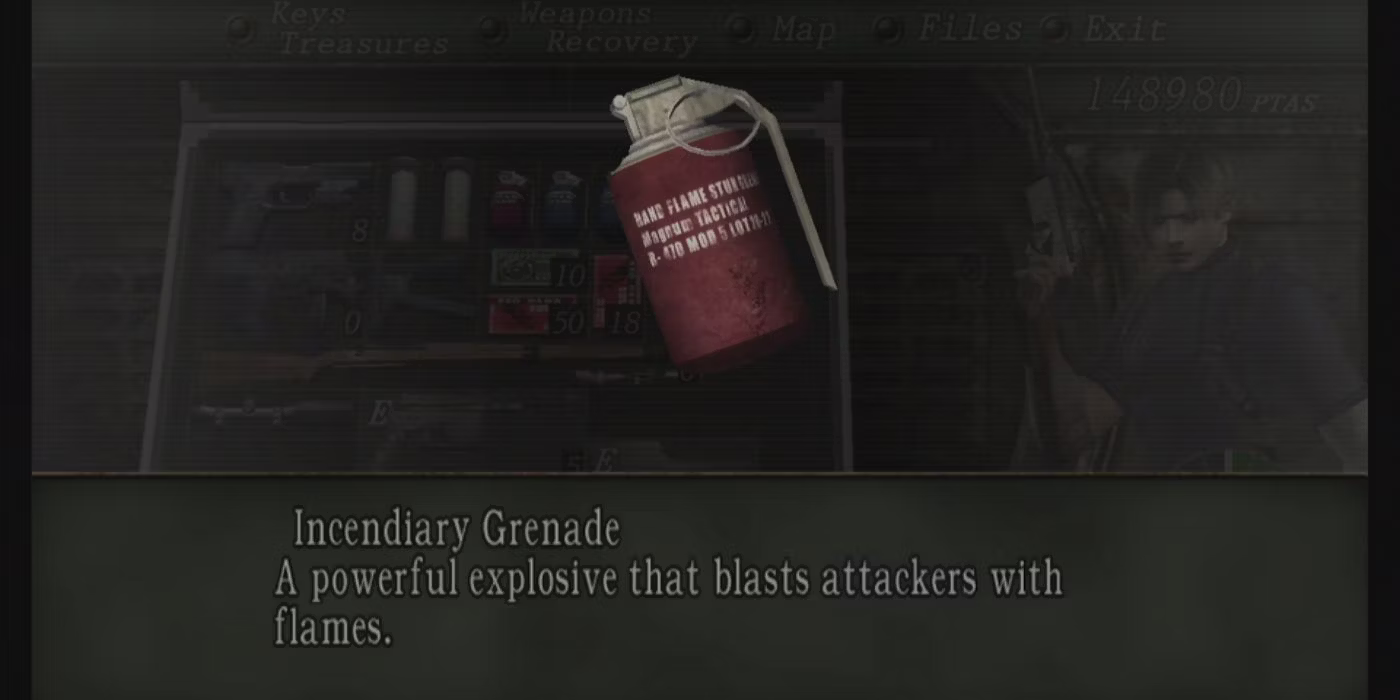Descripción de la granada incendiaria en Resident Evil 4