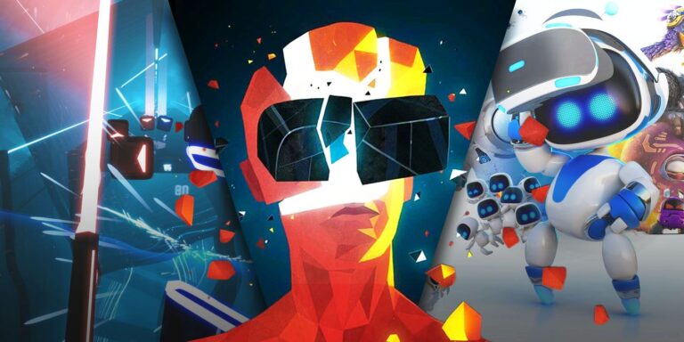 imagen dividida de Beat Sabre, Superhot VR y Astro Bot Rescue Mission