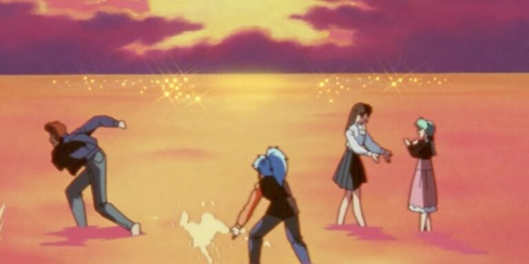 The final beach sunset scene in Yu Yu Hakusho