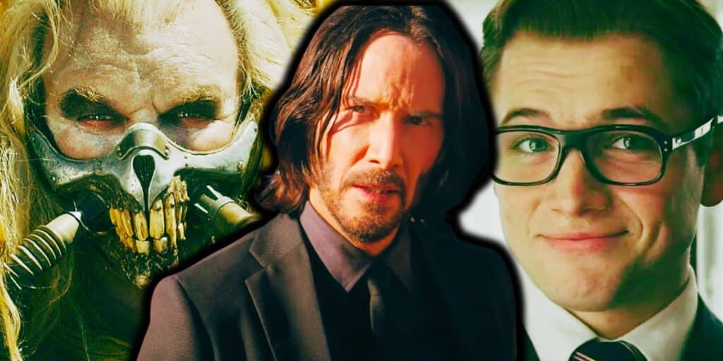 Composite image Immortan Joe, John Wick, Eggsy in Kingsman