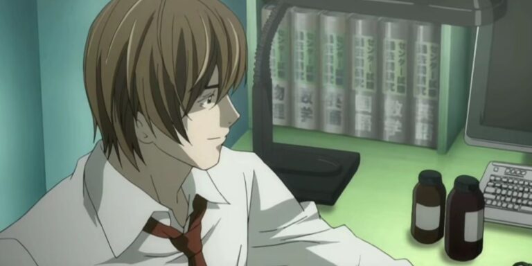 Light is looking at something in Death Note