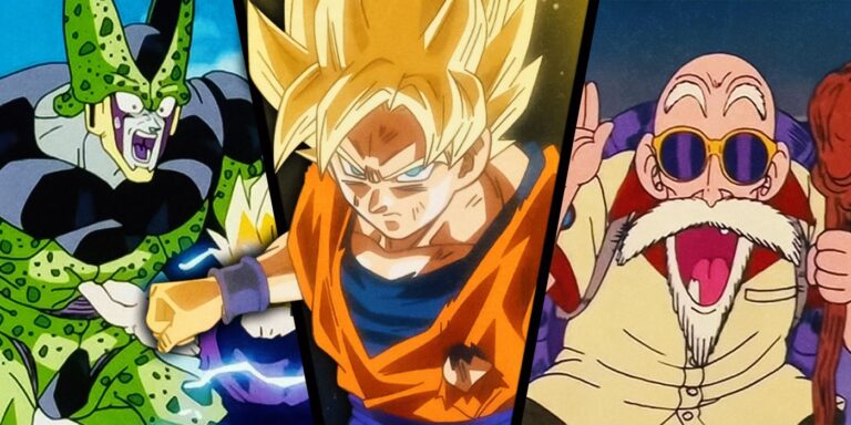 Cell, Super Saiyan Goku and Master Roshi in Dragon Ball