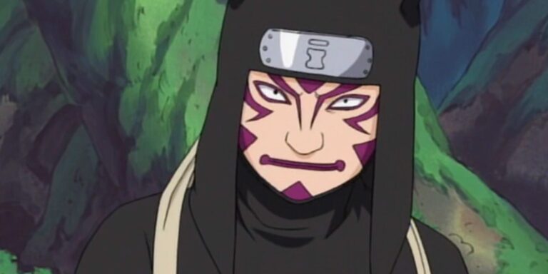 Kankuro looks at the viewer while standing in the Forest of Death in Naruto,