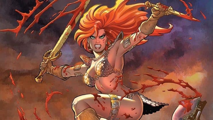 The first images of Red Sonja show Matilda Lutz as the fiery-haired warrior