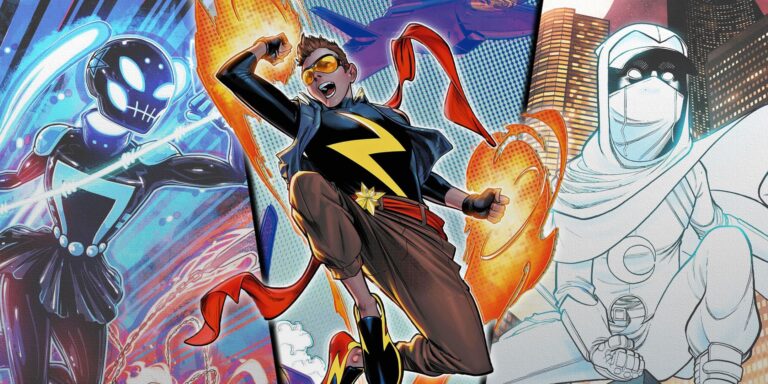 Imagen dividida de Fantasma, Cadet Marvel y Moon Squire de los nuevos campeones de Marvel