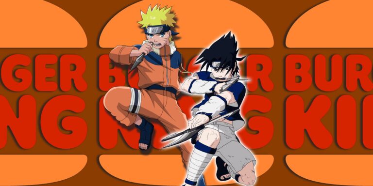 Naruto y Sasuke del anime Naruto con el logotipo de Burger King.