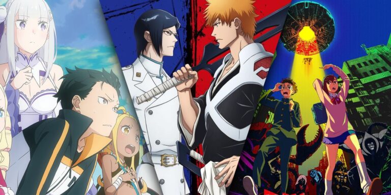Re:Zero, Bleach: Bloody Thousand Year War y Dandadan Anime Collage