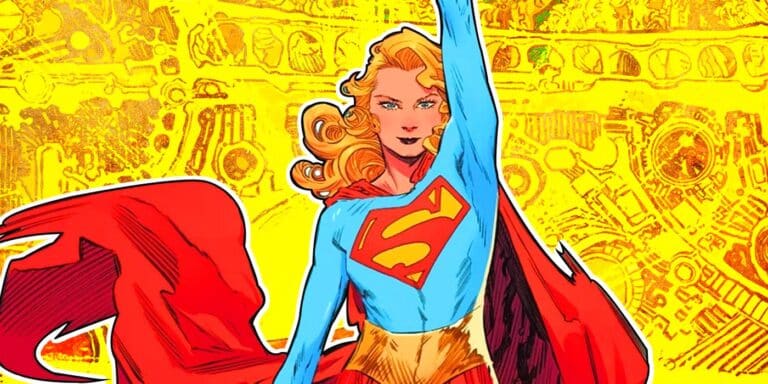 Supergirl heroically posing in art for Supergirl: Woman of Tomorrow